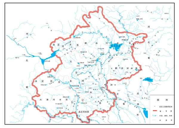 北京市水系示意图