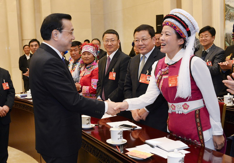常委,国务院总理李克强参加十二届全国人大二次会议云南代表团的审议