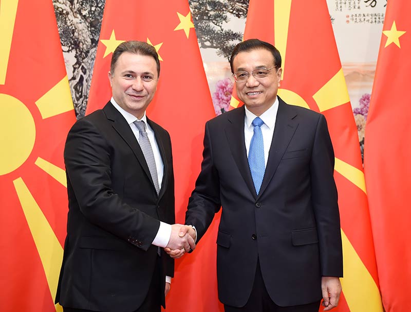 11月26日，中国国务院总理李克强在北京人民大会堂会见来华出席第四次中国－中东欧国家领导人会晤的马其顿总理格鲁埃夫斯基。