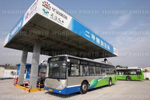 上海市首批二甲醚新能源绿色环保公交车开始试