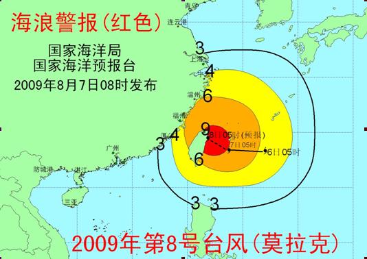 国家海洋预报台8月7日发布海浪Ⅰ级警报(红色
