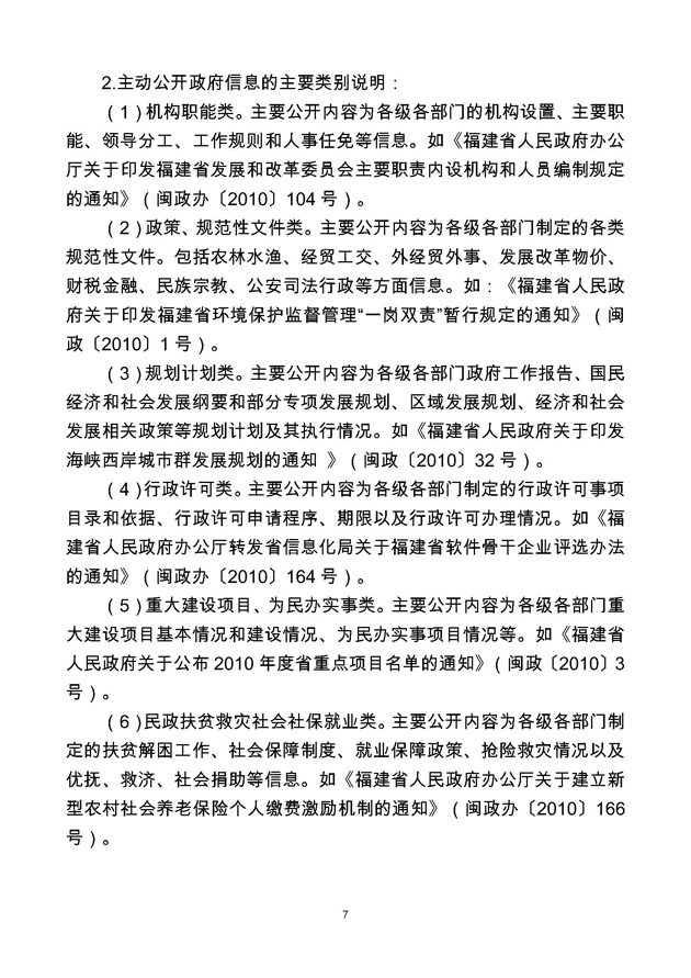 福建省人民政府2010年度政府信息公开工作报