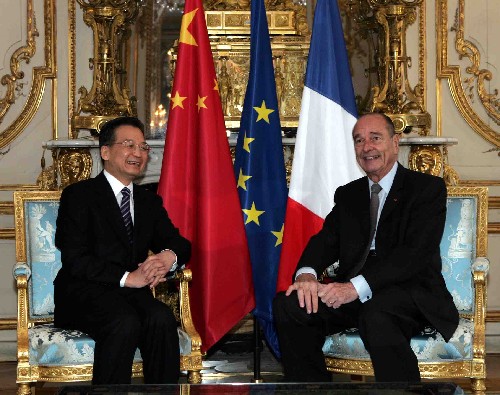 温家宝会见法国总统希拉克