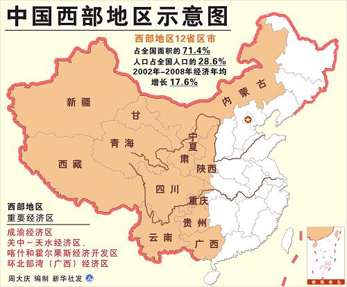 图表中国西部地区示意图