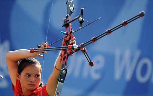 射箭--中国队获女子团体反曲弓-公开级比赛冠军