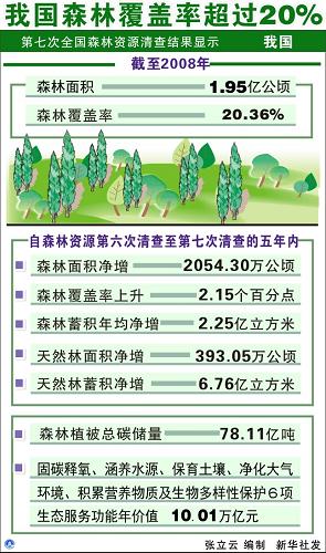 图表:我国森林覆盖率超过20%