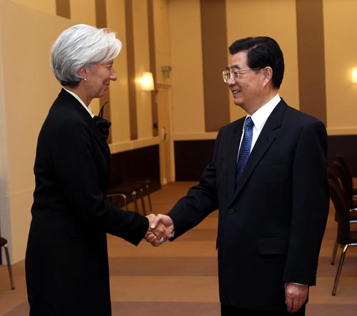 胡锦涛会见国际货币基金组织总裁拉加德