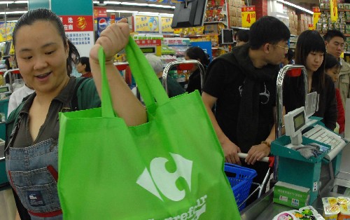 成都部分商场倡导使用环保购物袋