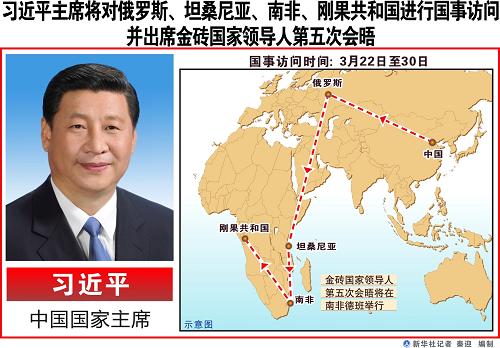 图表:习近平将出访四国并出席金砖国家领导人