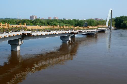 黑龙江黑河段水位持续上涨 客货运输受影响