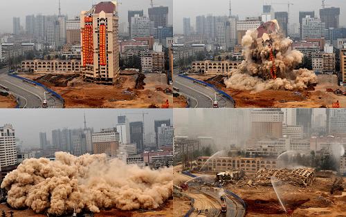 昆明市政府原办公大楼成功实施爆破拆除