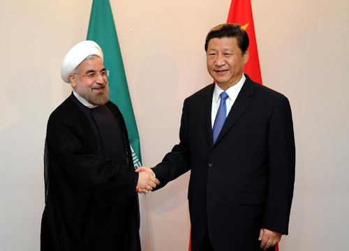国家主席习近平在比什凯克会见伊朗总统鲁哈尼