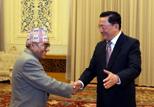 罗干会见尼泊尔最高法院首席大法官鲍德尔一行