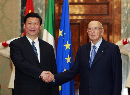 中国国家副主席习近平会见意大利总统纳波利塔