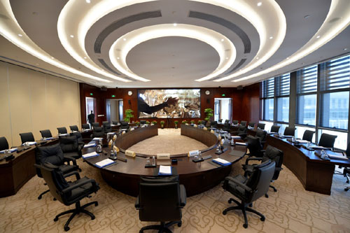 这是亚投行总部大楼内的董事会会议室（1月17日摄）。