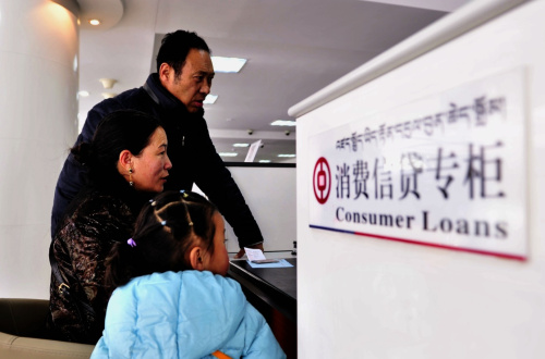 2月19日，顾客在中国银行西藏分行办理贷款业务。新华社记者 晋美多吉 摄
