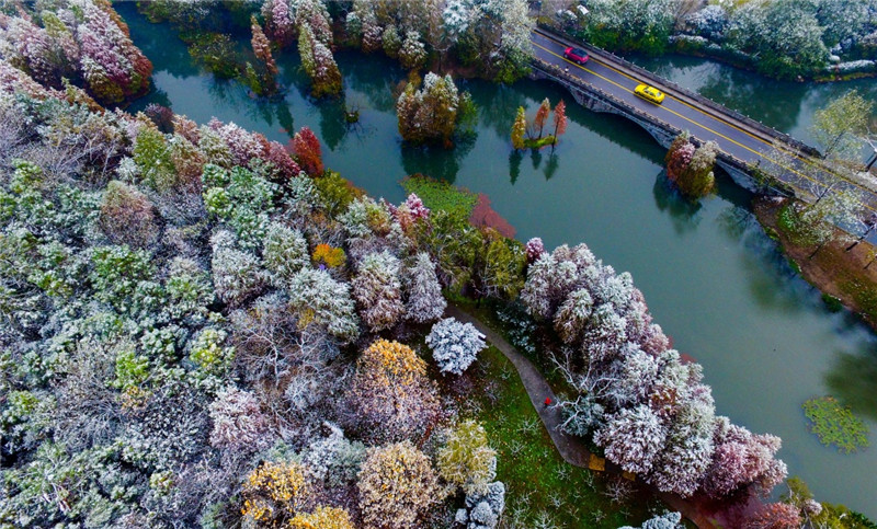 南京:雪中紫金山风景如画