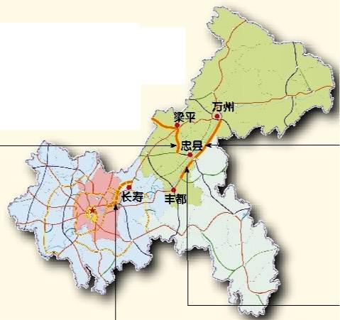 随着丰忠,忠万高速建成通车,主城至万州将形成沿长江"一南一北"的渝宜