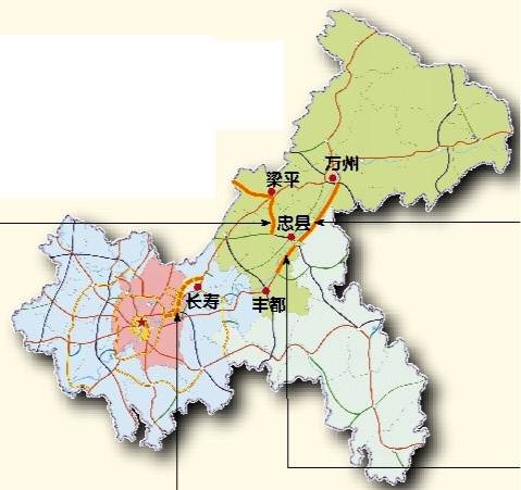 随着丰忠,忠万高速建成通车,主城至万州将形成沿长江"一南一北"的渝宜图片