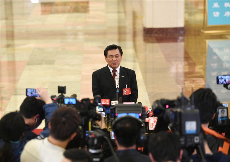 3月3日，中国人民政治协商会议第十二届全国委员会第五次会议在北京人民大会堂开幕。这是中国民用航空局局长冯正霖接受采访。