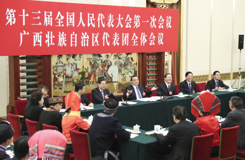 李克强参加十三届全国人大一次会议广西代表团