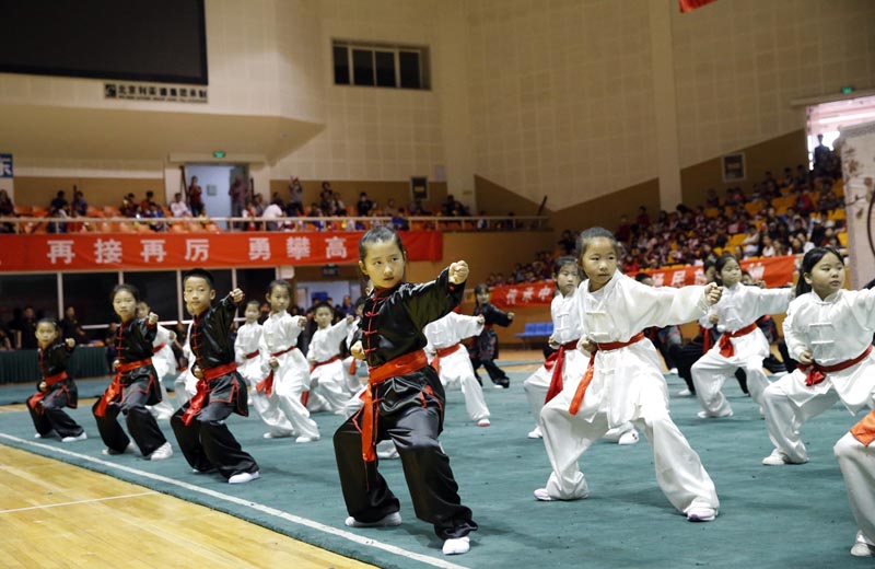 北京中小学生武术比赛展英姿