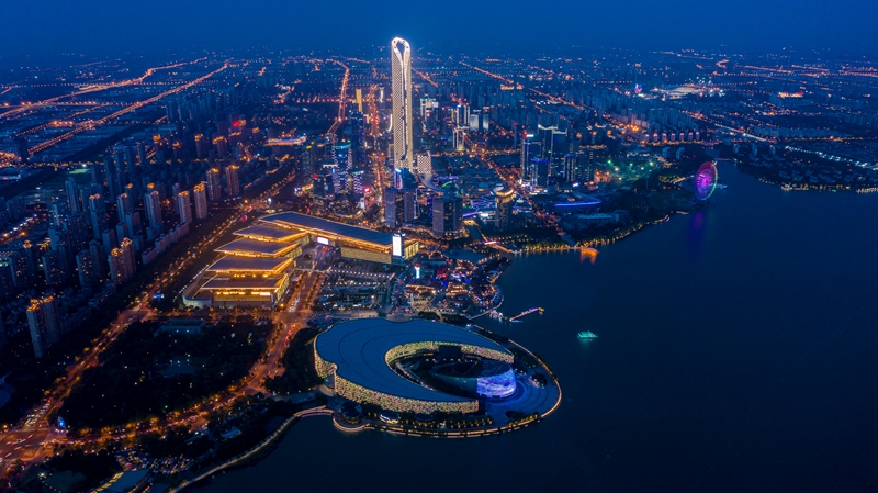 夜瞰苏州金鸡湖