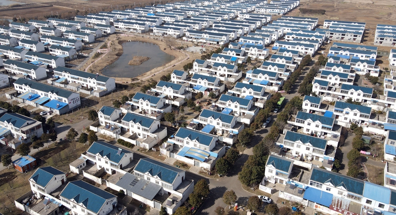 这是1月29日拍摄的安徽省滁州市凤阳县小岗村石马小区(无人机照片).