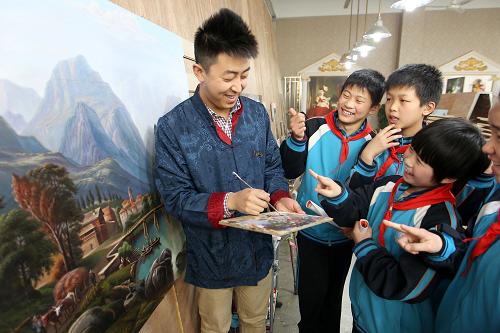 3月15日,石家庄特教学校的聋哑孩子们与聋哑