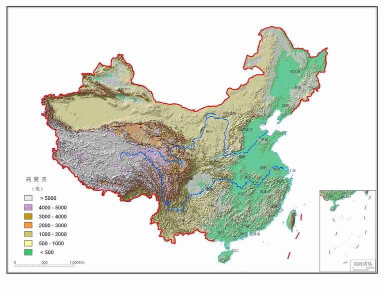 图1  中国地形图