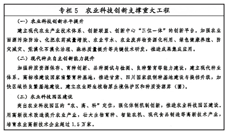 图表：专栏5 农业科技创新支撑重大工程