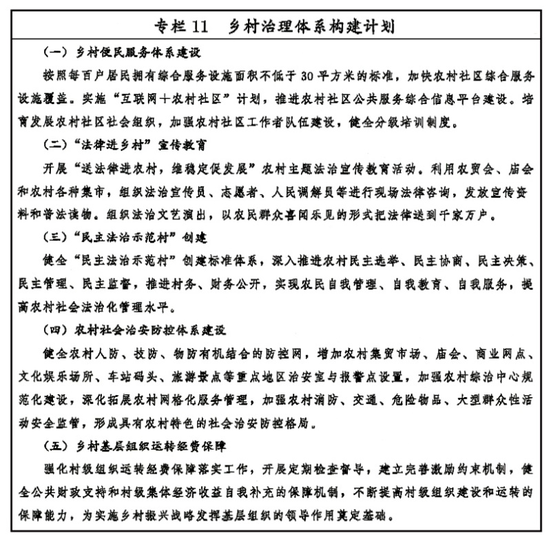 图表：专栏11 乡村治理体系构建计划