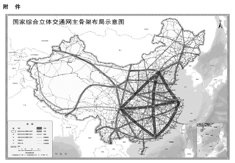 国家综合立体交通网主骨架布局示意图