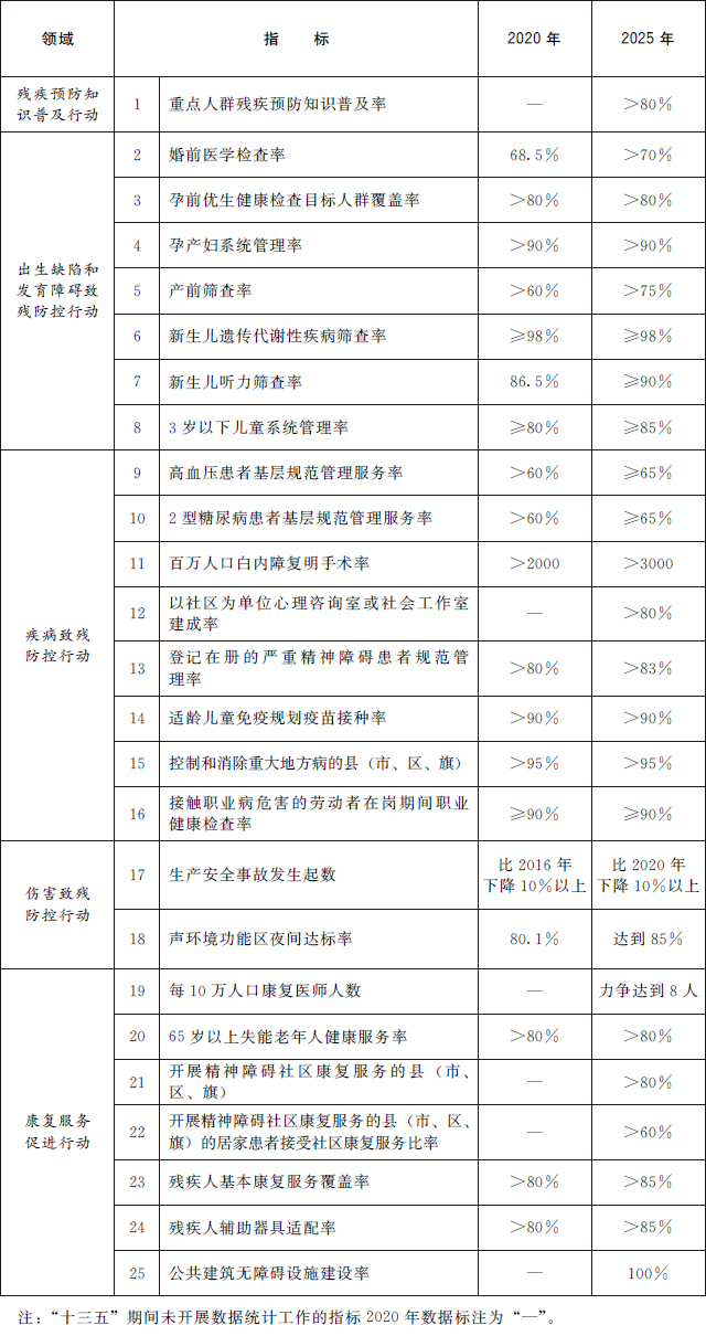 国家残疾预防行动计划(2021-2025年)