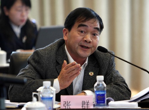 3月4日,全国政协委员张群在发言时说,教育事业应该是蓝天下最公平的事业,农民工子女应享有公平的权利和受教育机会。 新华社记者 兰红光 摄