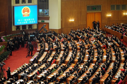 3月18日,第十一届全国人民代表大会第一次会议在北京人民大会堂举行闭幕会。新华社记者 王建华 摄