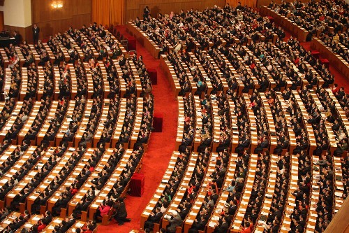 3月5日,第十一届全国人民代表大会第一次会议在北京人民大会堂开幕。这是大会会场。 新华社记者 王建民摄