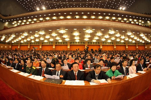 3月5日,第十一届全国人民代表大会第一次会议在北京人民大会堂开幕。这是大会会场。 新华社记者 兰红光摄