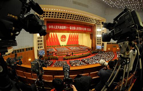 3月9日,十一届全国人大二次会议在北京人民大会堂举行第二次全体会议。 新华社记者陈树根摄
