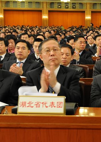 这是湖北省代表团在会场。 新华社记者 陈树根 摄