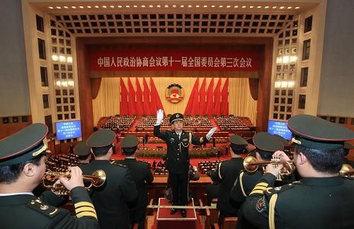 这是军乐团在奏乐。 新华社记者 庞兴雷 摄