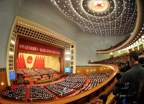 3月5日,第十一届全国人民代表大会第三次会议在北京人民大会堂开幕。新华社记者 张铎 摄