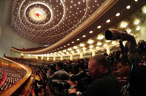 3月14日,第十一届全国人民代表大会第三次会议在北京人民大会堂举行闭幕会。 新华社记者 张铎 摄