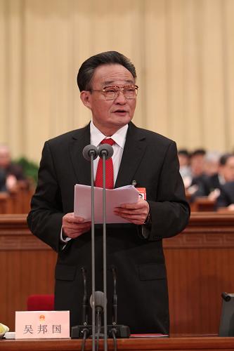 3月14日,第十一届全国人民代表大会第三次会议在北京人民大会堂举行闭幕会。吴邦国主持会议并讲话。新华社记者 鞠鹏 摄