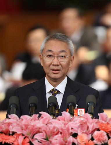 3月10日,全国政协十一届四次会议在北京人民大会堂举行第四次全体会议。这是张帆委员代表民进中央作《建立文化强国战略 增强国家文化软实力》的发言。新华社记者 姚大伟 摄