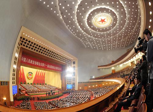 3月13日,中国人民政治协商会议第十一届全国委员会第四次会议在北京人民大会堂举行闭幕会。新华社记者 王晔 摄