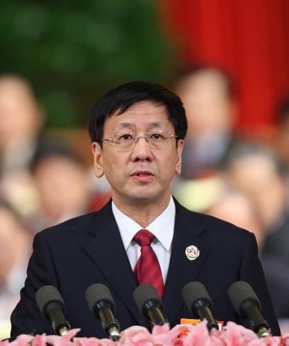 3月11日,最高人民检察院检察长曹建明在十一届全国人大五次会议上作最高人民检察院工作报告。 新华社记者 姚大伟 摄