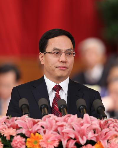 3月10日,全国政协十一届五次会议在北京人民大会堂举行第三次全体会议。这是李河君委员作《大力推动光伏建筑一体化》的发言。新华社记者 李涛 摄