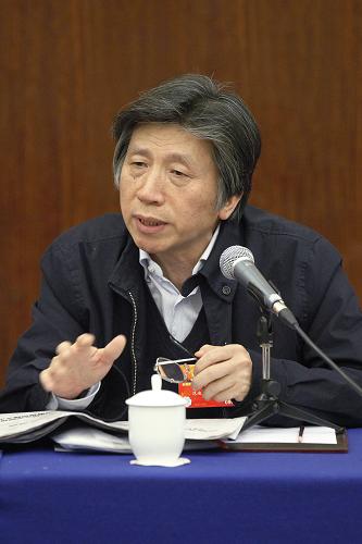 全国政协委员范迪安在发言时说:“提高文化产业规模化、集约化、专业化抓到了文化产业的主要问题。现在各地以文化产业为由开辟新的产业区,为文化活动提供了新的空间。 新华社记者 王申 摄
