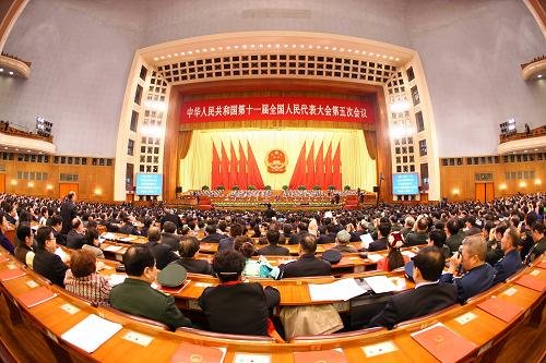 3月14日,第十一届全国人民代表大会第五次会议在北京人民大会堂举行闭幕会。 新华社记者 陈建力 摄
